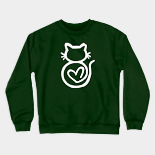 Kitty Heart Outline White Crewneck Sweatshirt